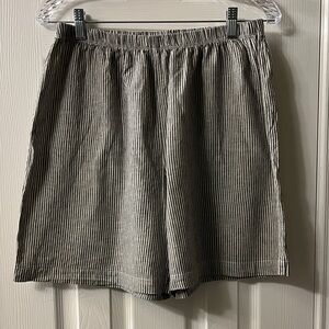 LA Relaxed Linen Simple Short Striped white and blue Shorts - medium